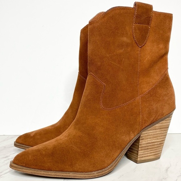 Blondo Shoes - Blondo Wayde Brown Suede Western Bootie 10